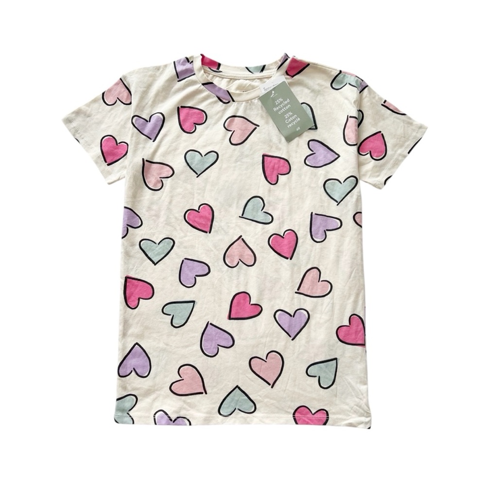 H&M girls long heart print tee